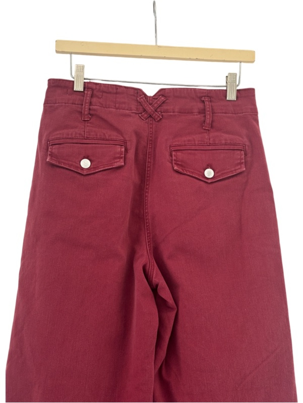 Anthropologie Maeve Wide Baggy High-Rise Button-Fly Pants in Burgundy Size 28 - Picture 6 of 11